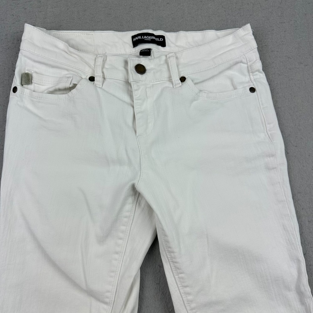 Karl Lagerfeld Straight Leg White Women’s Jeans - Picture 3 of 7